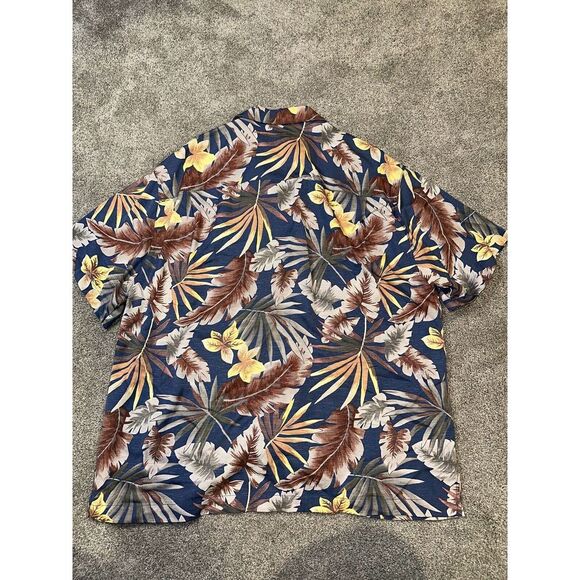 Caribbean Joe Men's XL Multi Color Short Sleeve Hawaiian Button Down Floral Palm - Picture 2 of 4